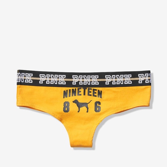 Victoria's Secret PINK Logo Cheekster Panty Gold Glow XS NEW - Picture 4 of 4